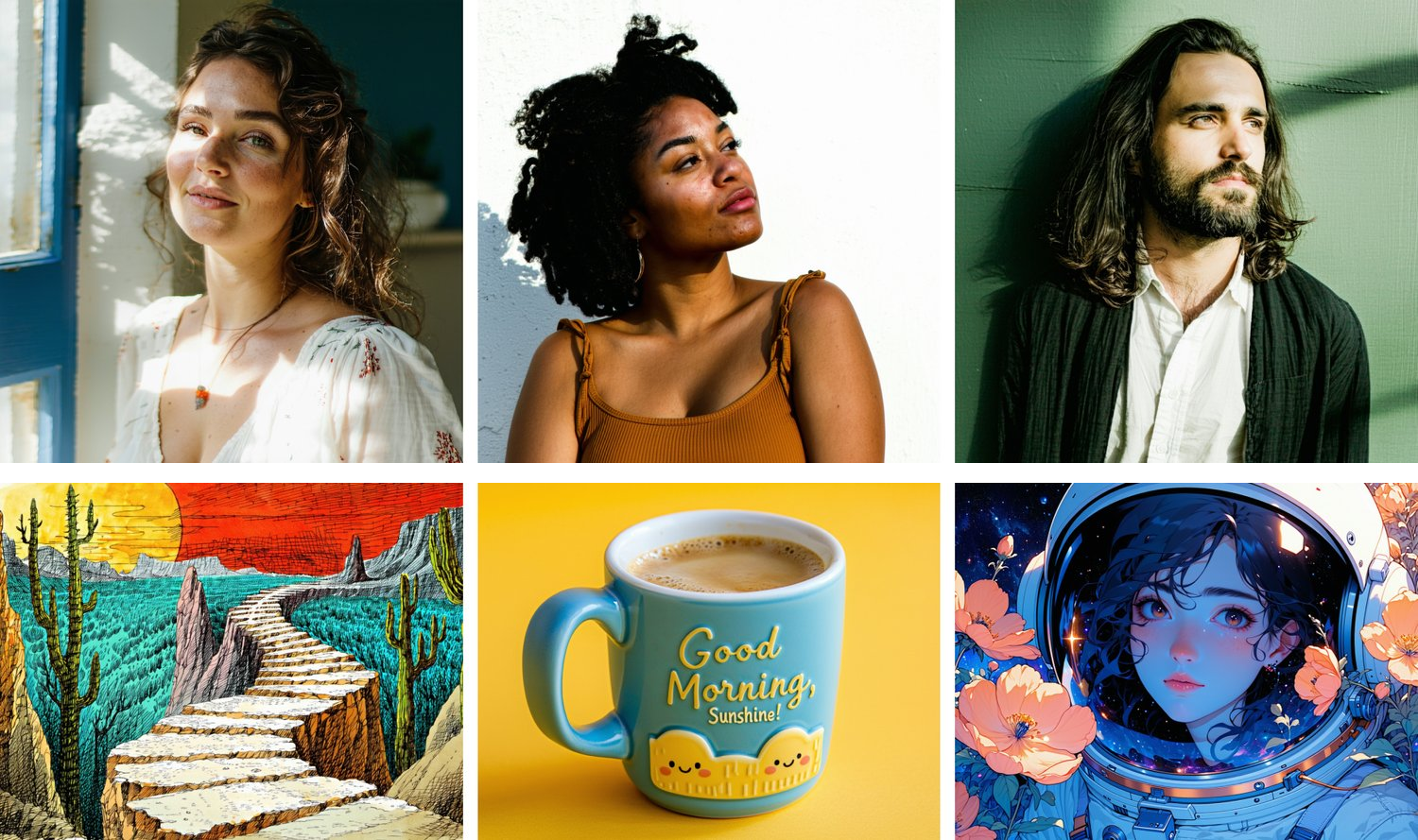 長大なプロンプトを書かなくても多様なアプトプットが可能。3D、写真、絵画、線画など、幅広いスタイルにも対応する