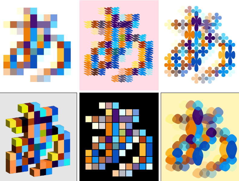 「Illustrator」のアピアランスで処理をかけた例（作者サイトより引用）。さまざまな表現が楽しめる