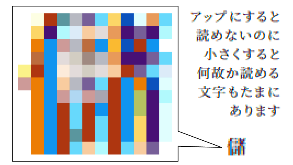 小さいときは読めるのに、拡大すると読めなくなる不思議なグリフも