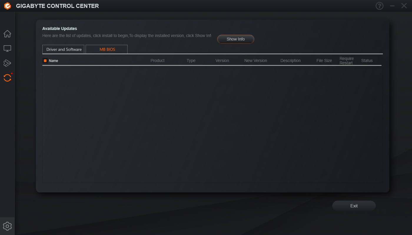 筆者が使用しているGIGABYTE製マザーボードのアップデートツール。既にBIOSアップデート済みなので、新しい情報は見つからない