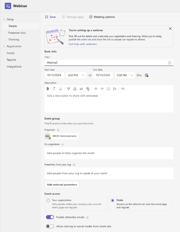 タウンホールとウェビナー参加者のコミュニケーションを管理する