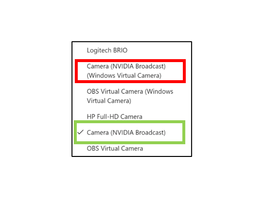 「Camera (NVIDIA Broadcast)」の方を選択