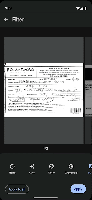 「Googleドライブ」アプリの白黒フィルター