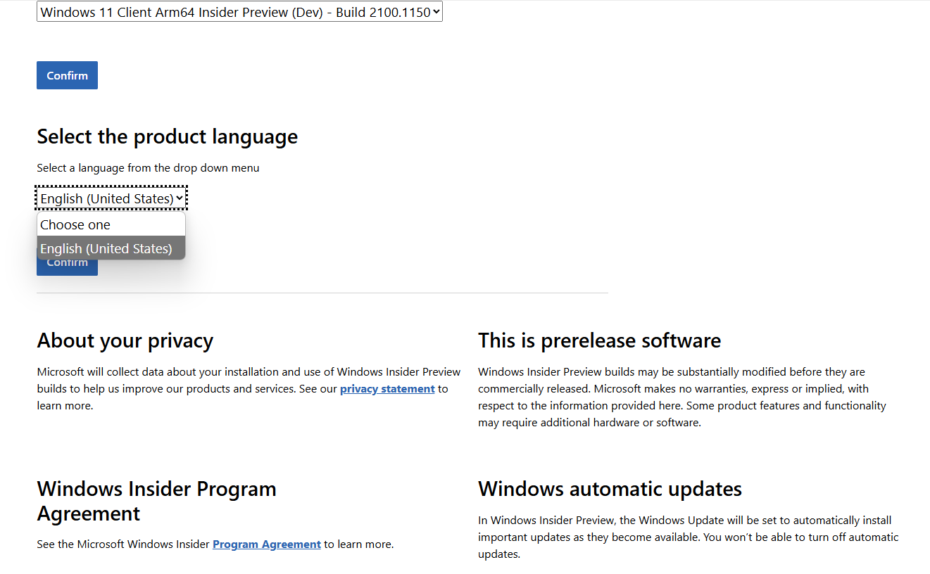 言語選択だが、英語しか選べない