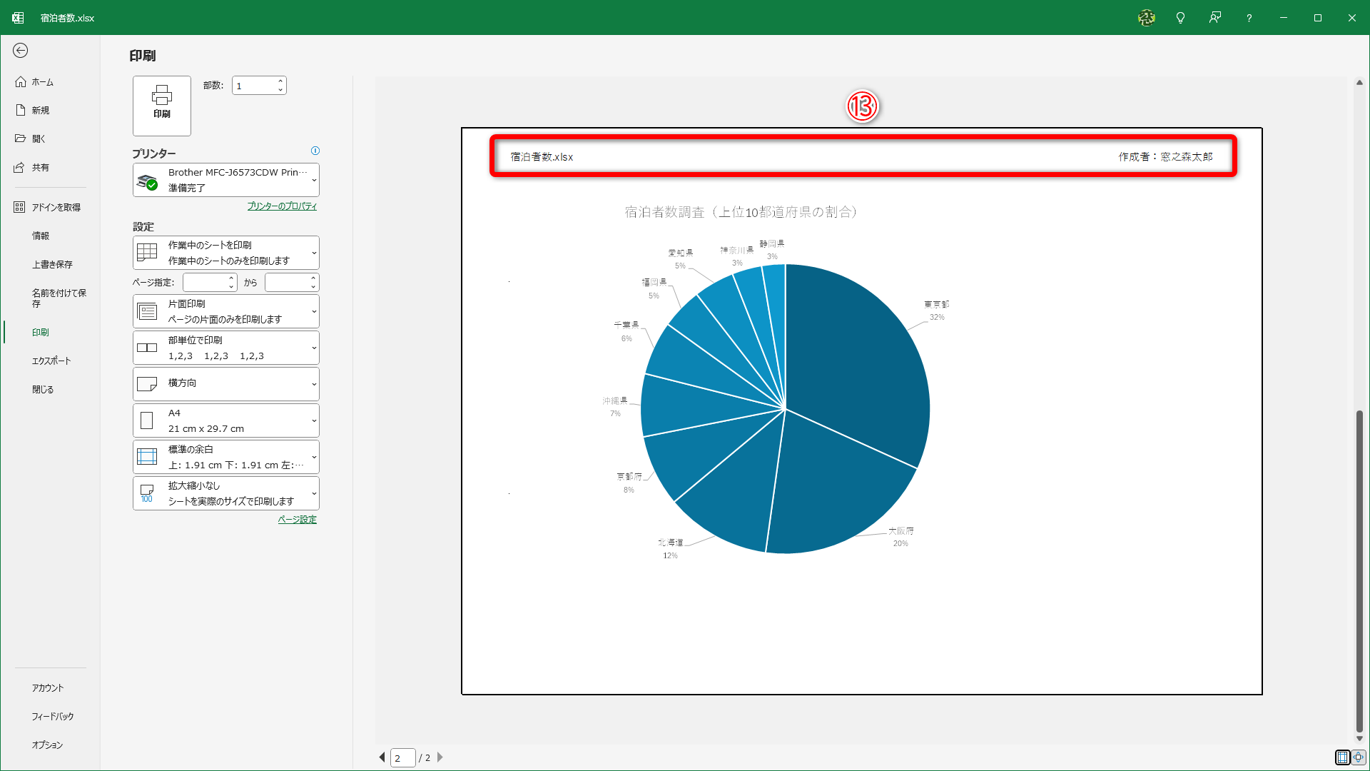 共通のヘッダーが表示されていることがわかります（⑬）