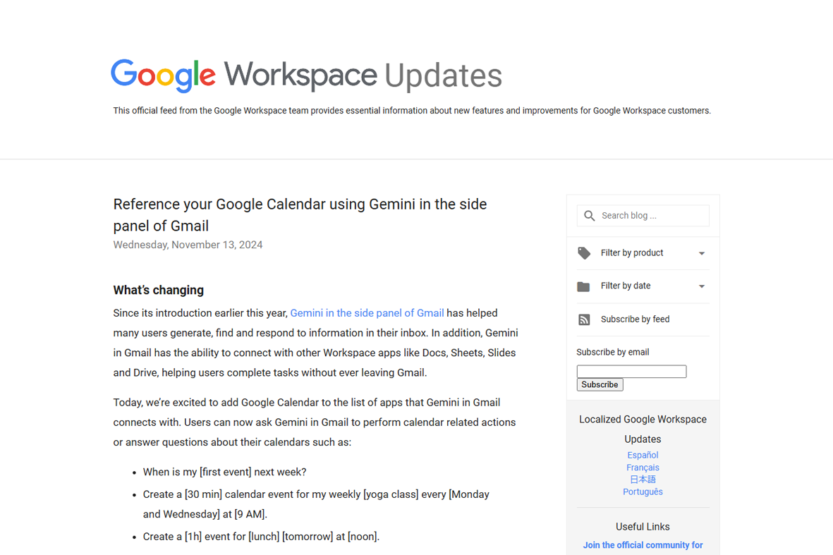 「Gmail」のGeminiが「Google カレンダー」に対応