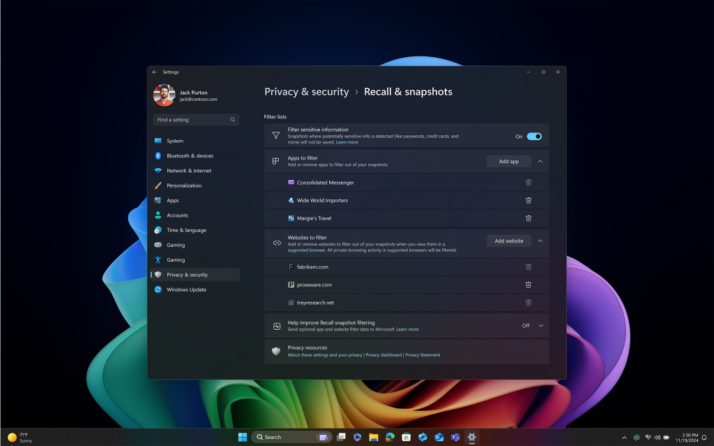 「Recall」機能は既定で無効に