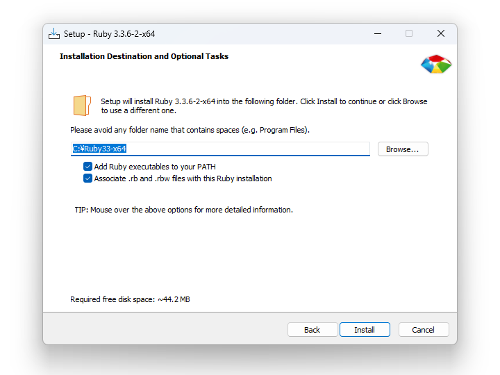 「RubyInstaller」v3.3.6-2