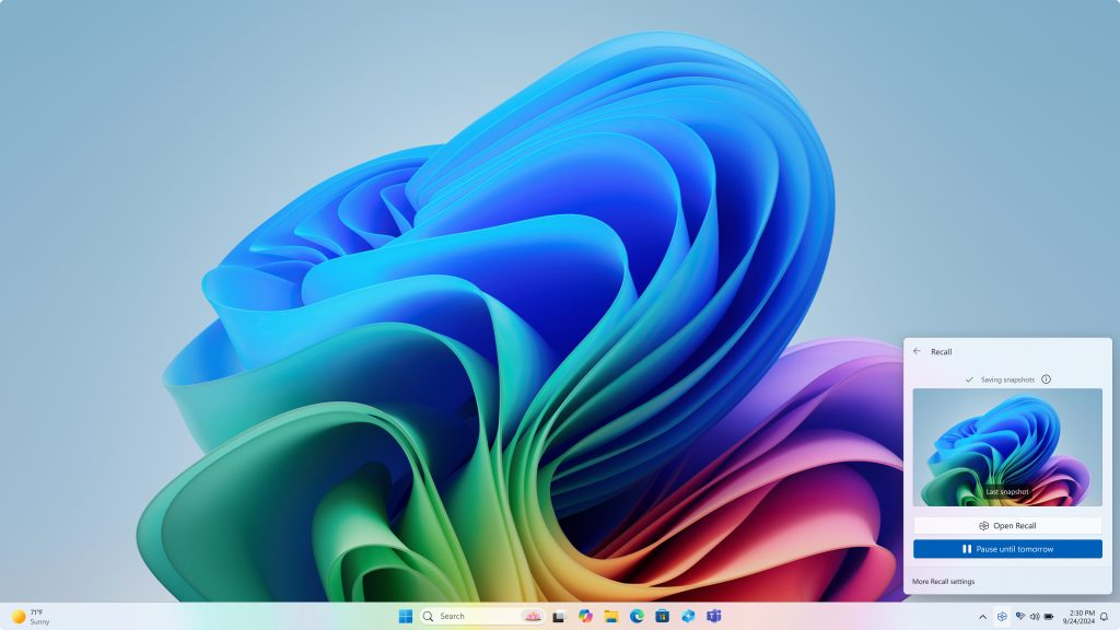 「Recall」がスナップショットを保存していることはタスクトレイにアイコンで示される