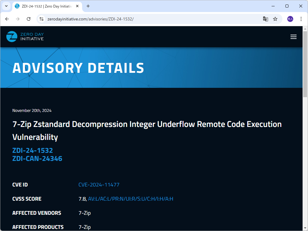 Zero Day Initiativeのセキュリティアドバイザリ