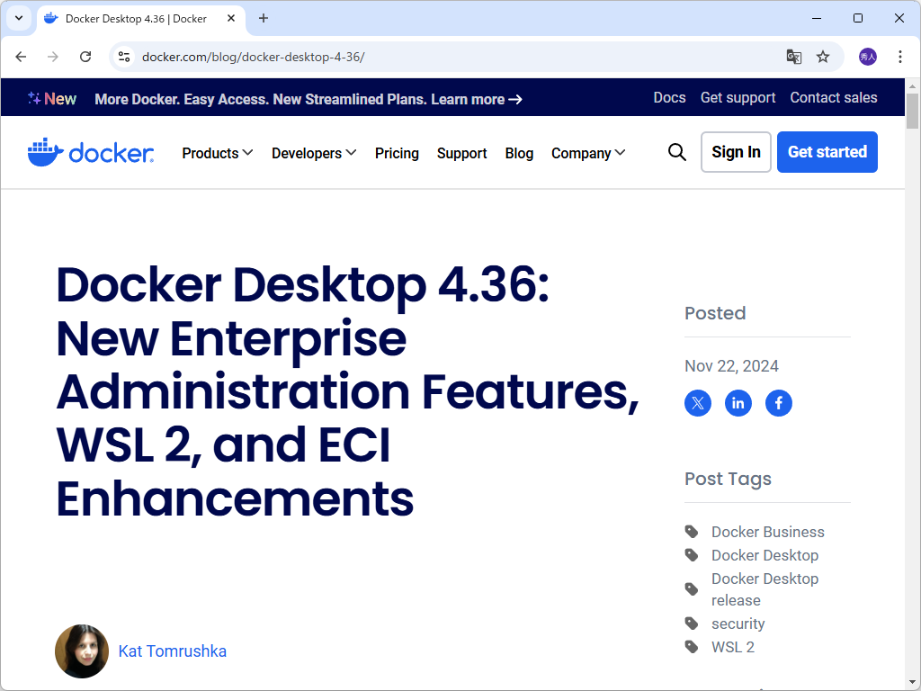 「Docker Desktop 4.36」が公開