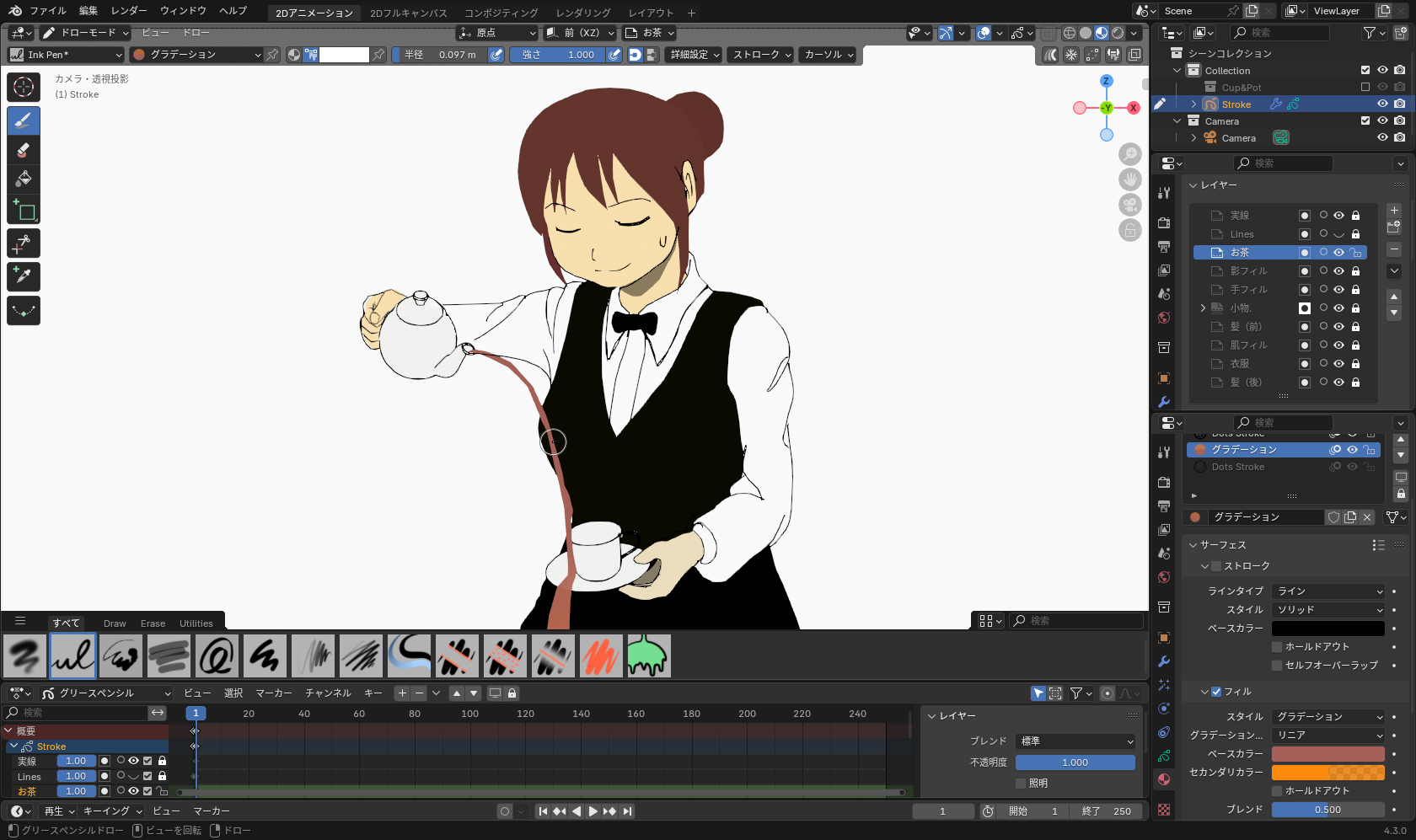 「Blender 4.3」で進化した「グリースペンシル」と「ブラシアセット」