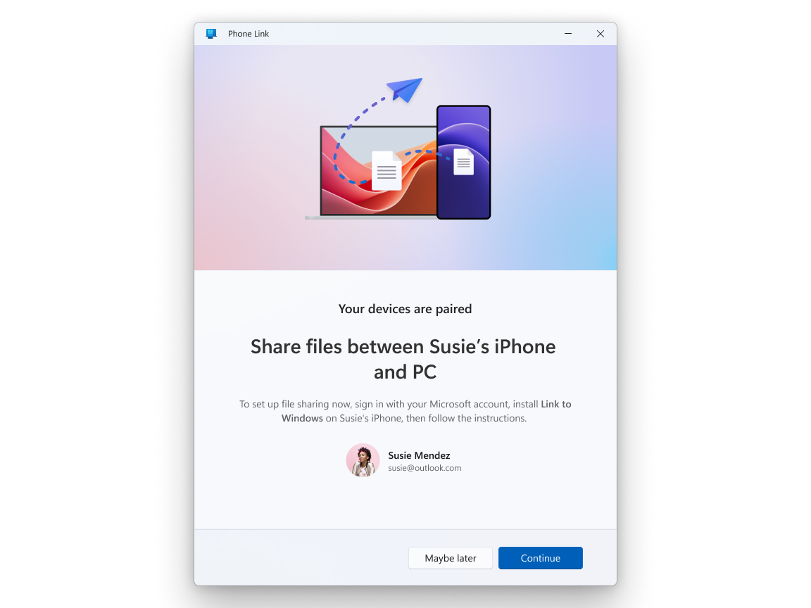 Microsoft、iPhoneとWindows PC間でファイルを共有する機能を発表