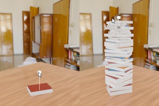 リニアギズモノードの使用例。ギズモの位置を追従させるには少し手間が必要（詳しくは本文にて）