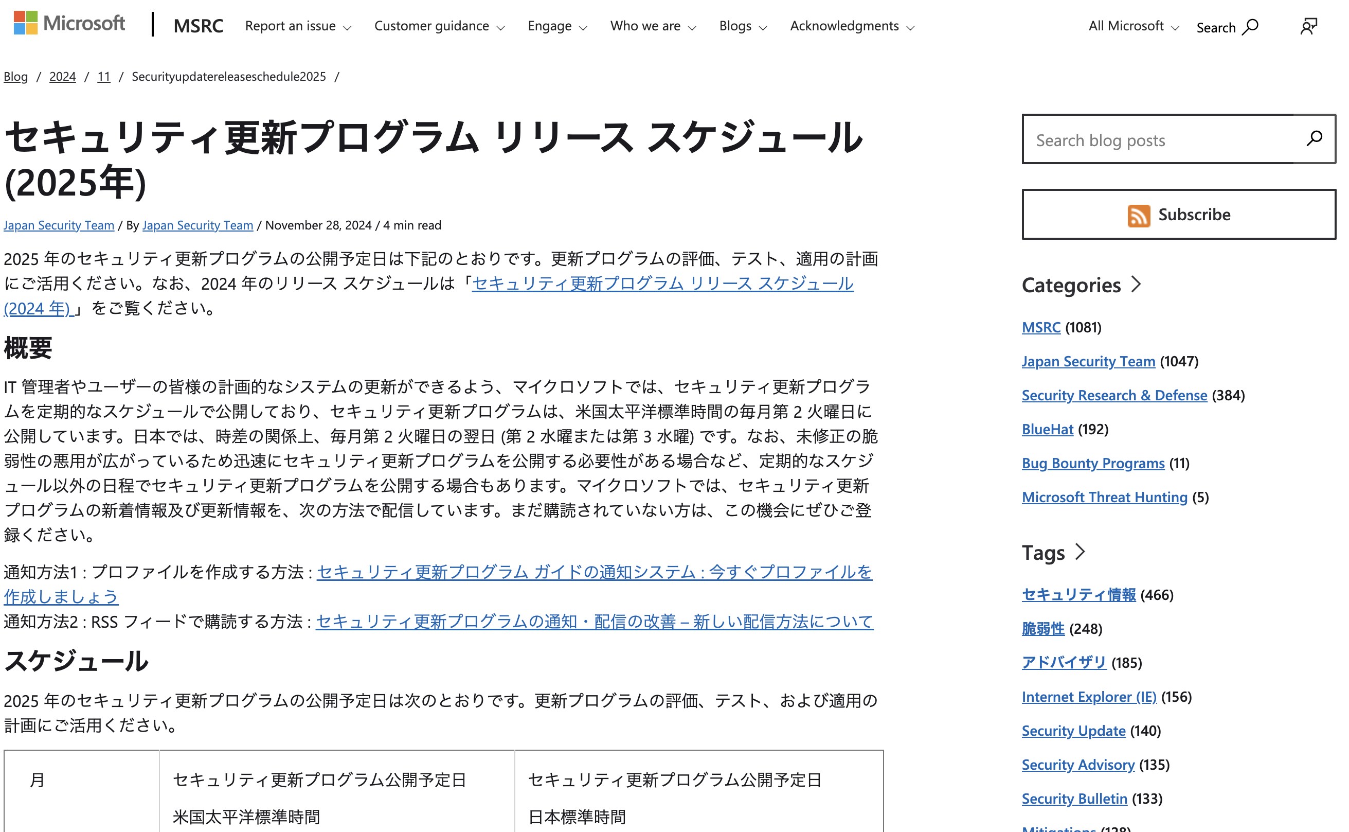公式ブログ「Microsoft Security Response Center」