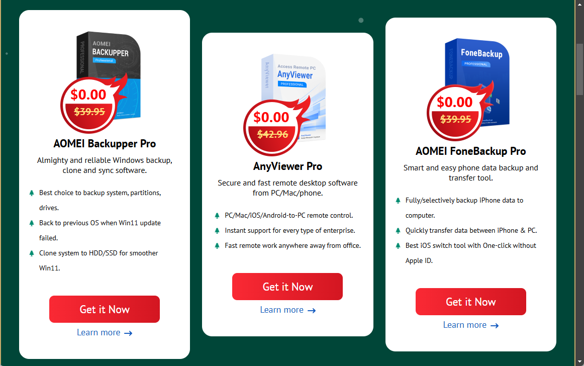 AOMEIなどの有償ソフトを期間限定で無料配布するキャンペーン