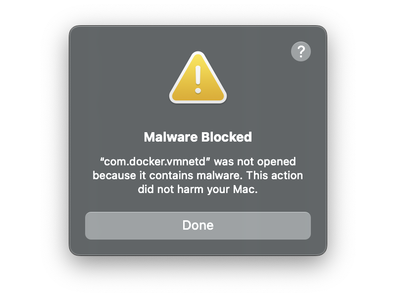 Mac版「Docker Desktop」アプリがマルウェア判定され、起動不能になるトラブルが発生中