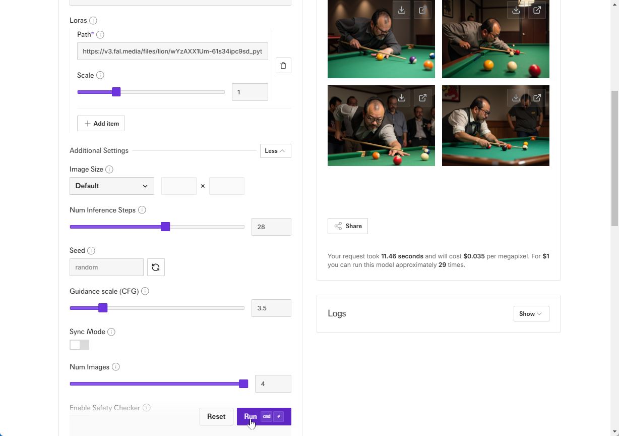 1度に4枚ずつ生成させることもできる