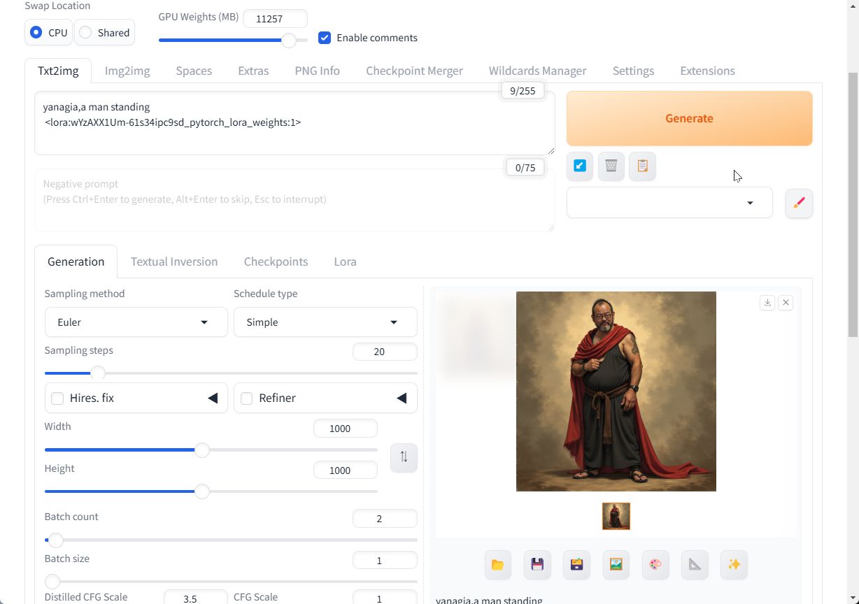 ローカル環境のStable DiffusionでLoRAを使って画像を生成できる