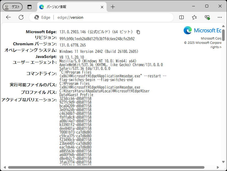 「Microsoft Edge」v131.0.2903.112