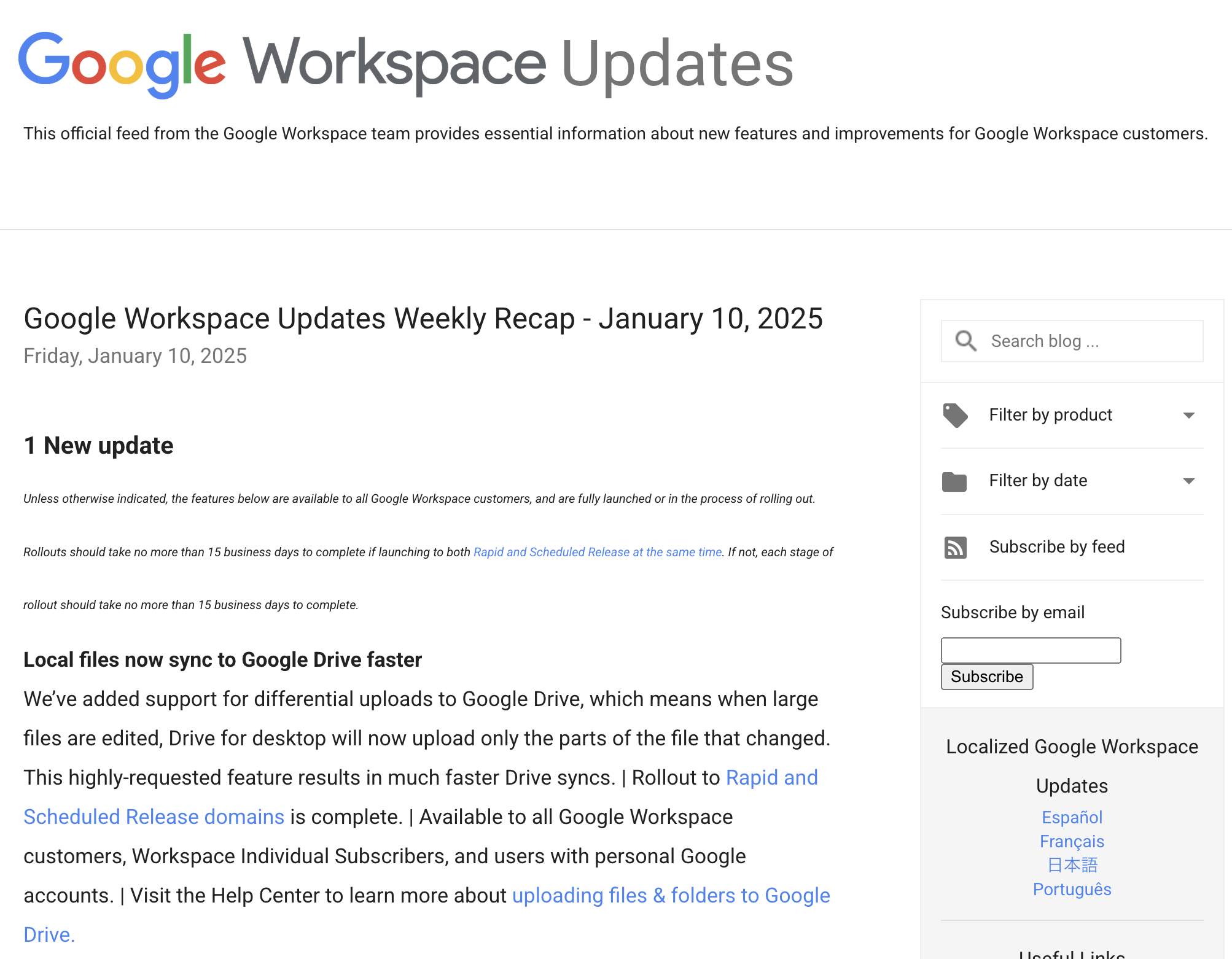 「Google Workspace」1月6日週の更新まとめが公開