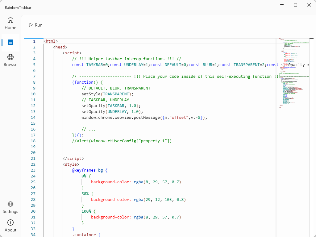 スクリプト部分。HTMLとJavaScript、CSSの知識が必要だ