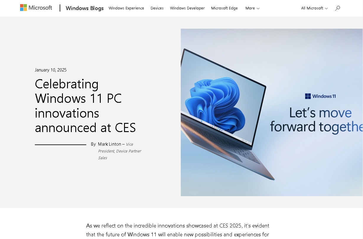 MicrosoftのWebサイト