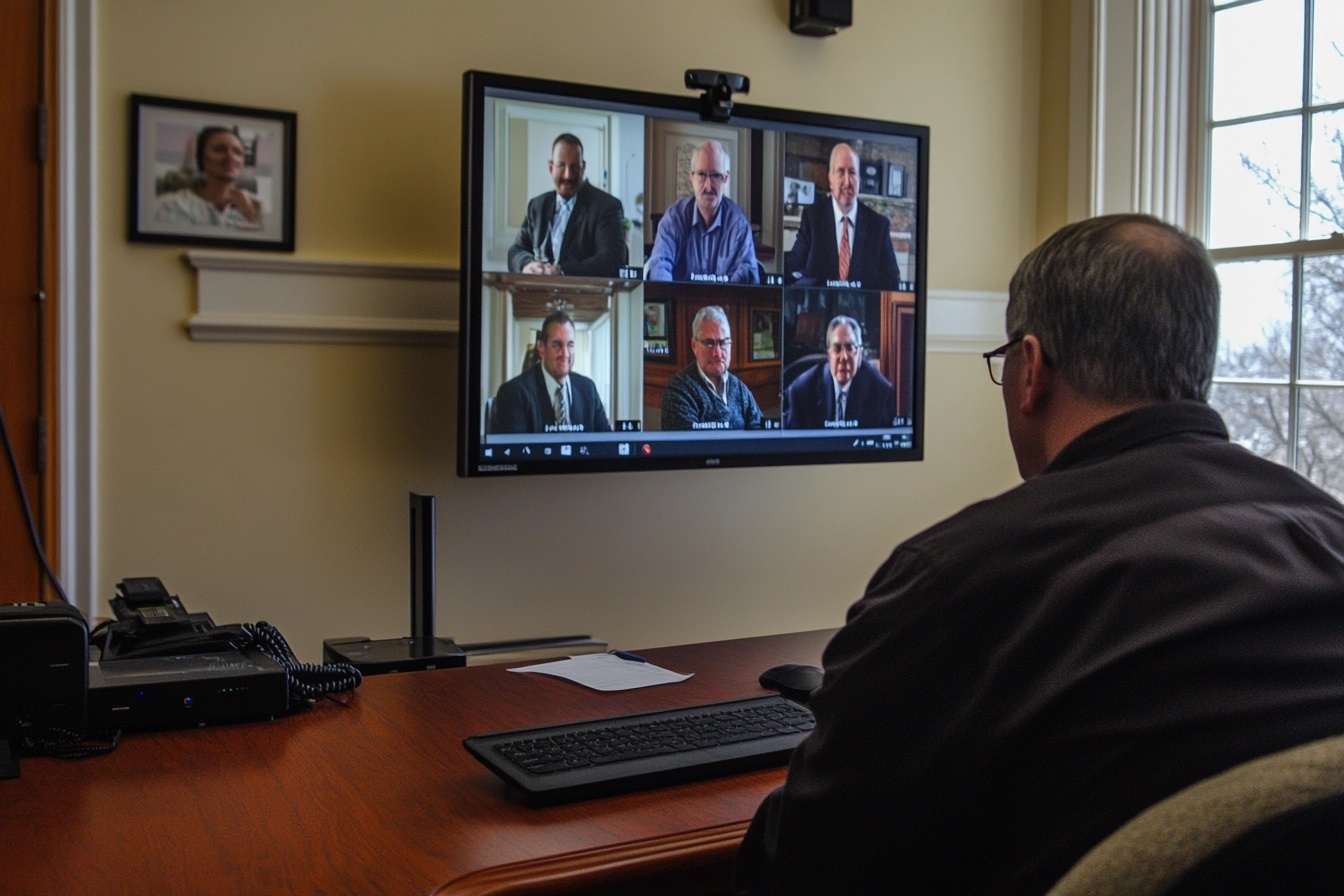 自分以外の参加者全員が生成AIで作られた映像という事件が起きている（Midjourneyで生成）