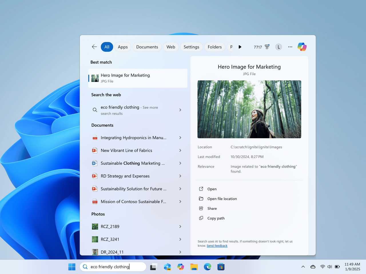 タスクバー検索でも自然言語による検索が導入される予定