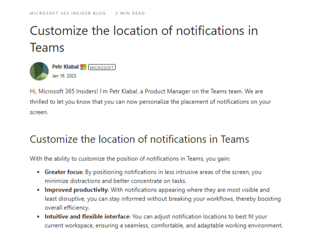 「Microsoft Teams」で通知の表示場所のカスタマイズが可能に