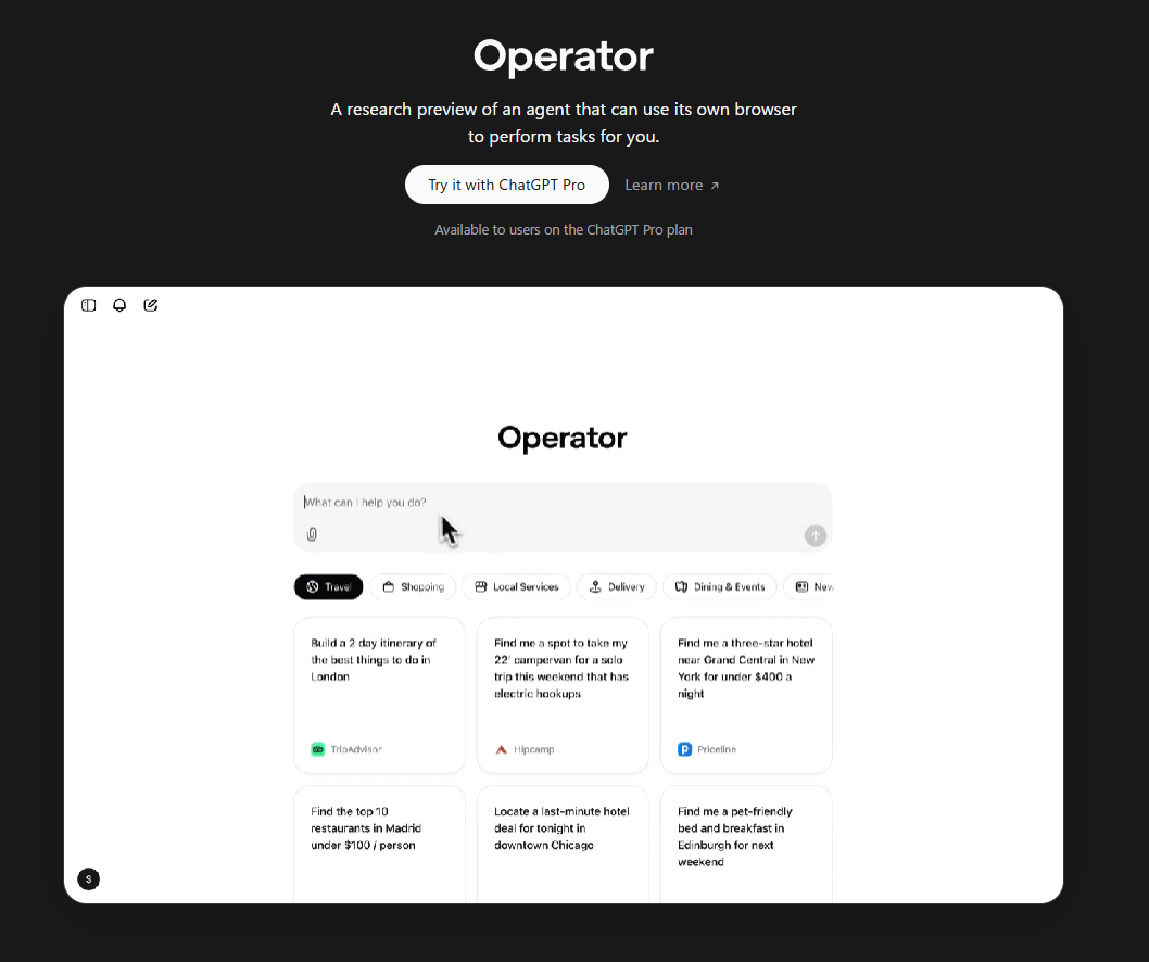OpenAI初のAIエージェント「Operator」発表