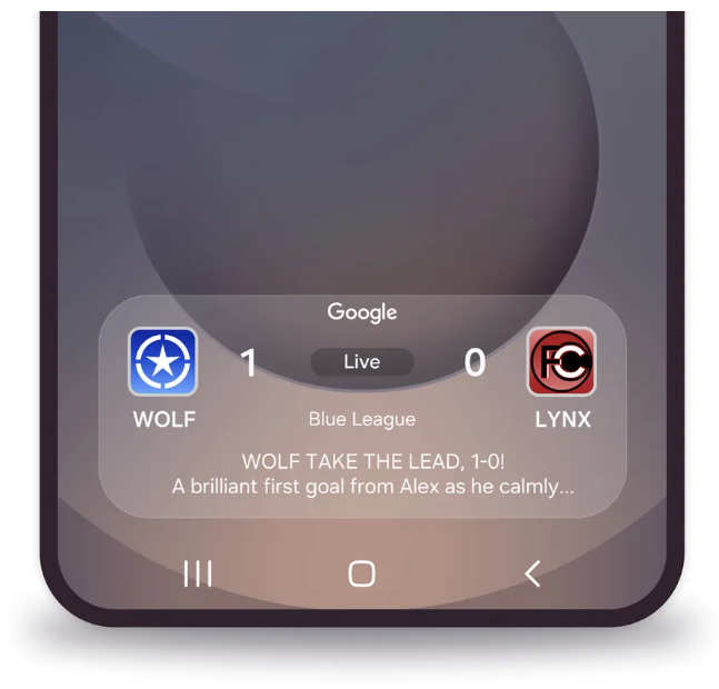 ロック画面のNow Barから試合の最新情報を確認
