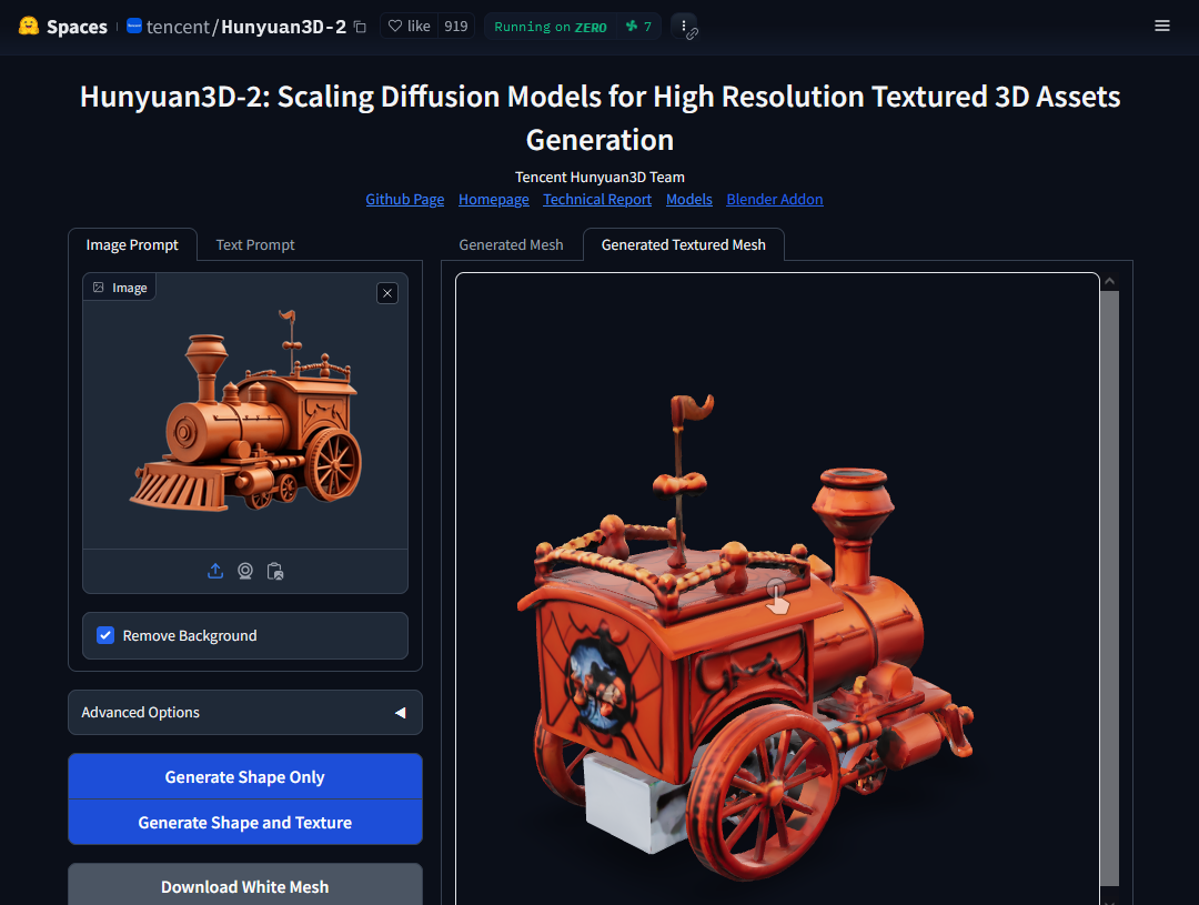 Hugging Face Spaceのページ。以前紹介した<a href="https://forest.watch.impress.co.jp/docs/serial/blenderwthing/1576519.html" class="n" target="_blank">TripoSR</a>と似たようなデザインで、とまどうことはないだろう