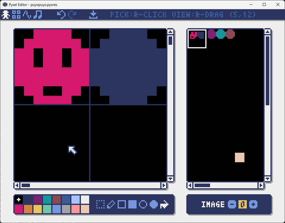 「Pyxel Editor」でぷよをデザイン