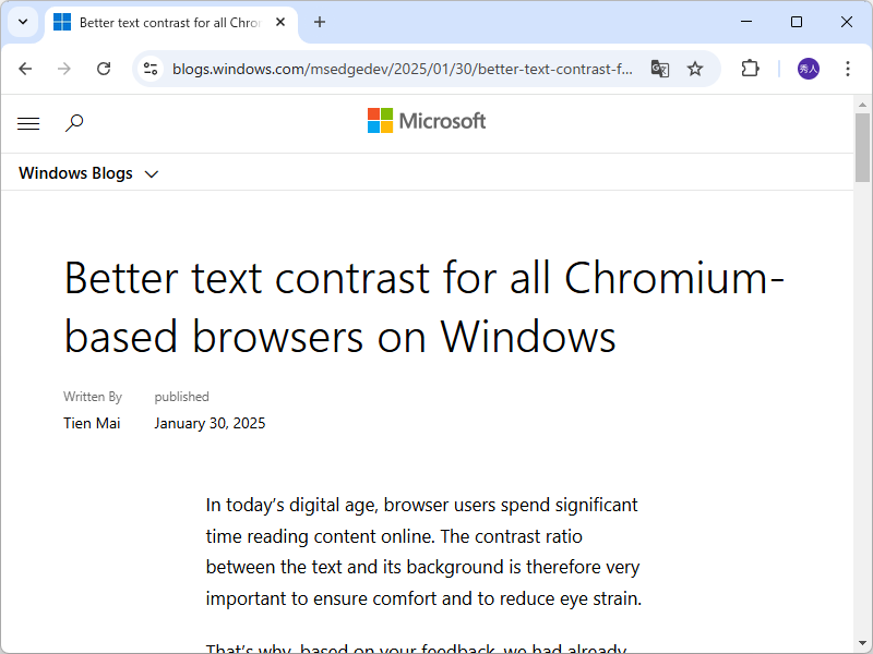 公式ブログ「Microsoft Edge Blog」におけるアナウンス