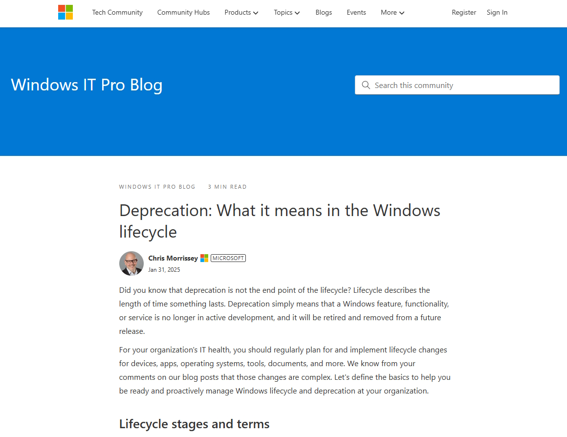 Windows IT Pro Blogに記載された当該記事