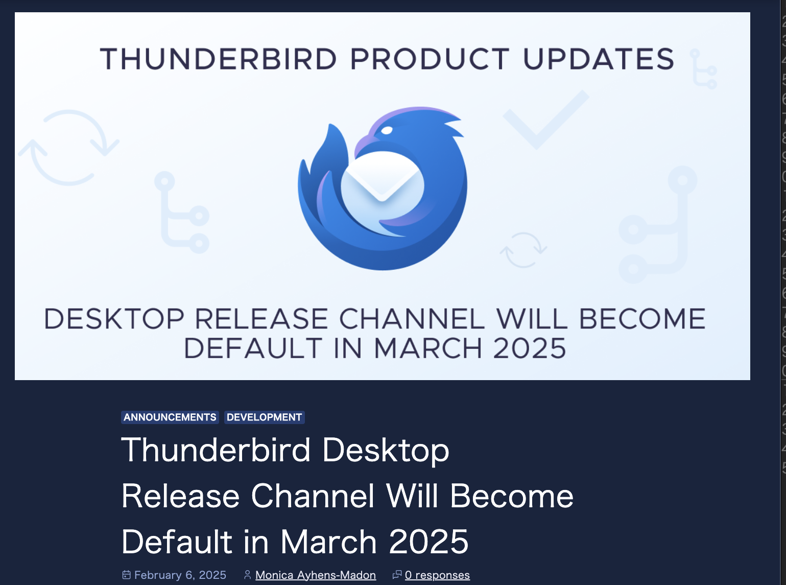 「Thunderbird」の更新ペースが2025年3月から月次アップデートに移行