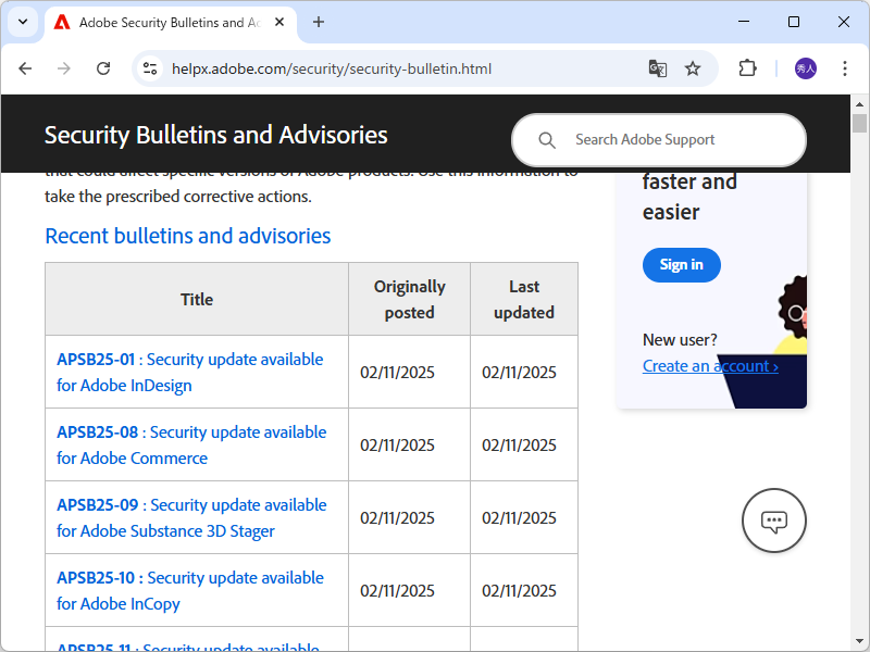 同社のセキュリティ情報ページ