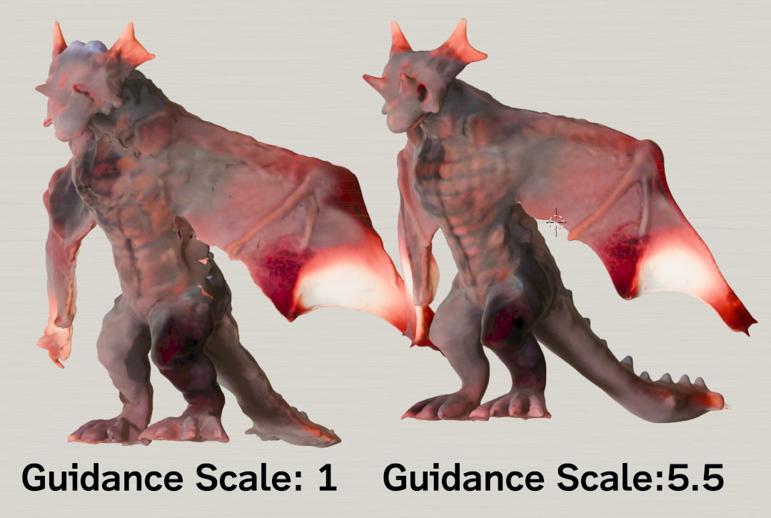 ［Guidance Scale］が「1」と「5.5」（デフォルト）の違い。「100」はグロ画像だったため割愛