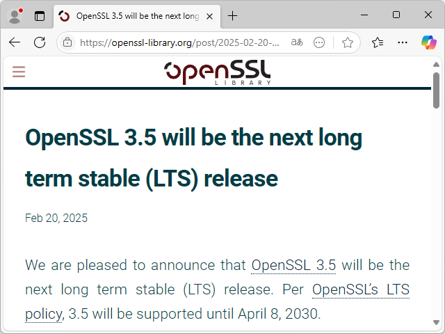 「OpenSSL」プロジェクトの公式ブログ