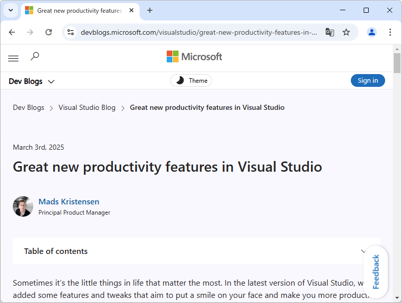 公式ブログ「Visual Studio Blog」