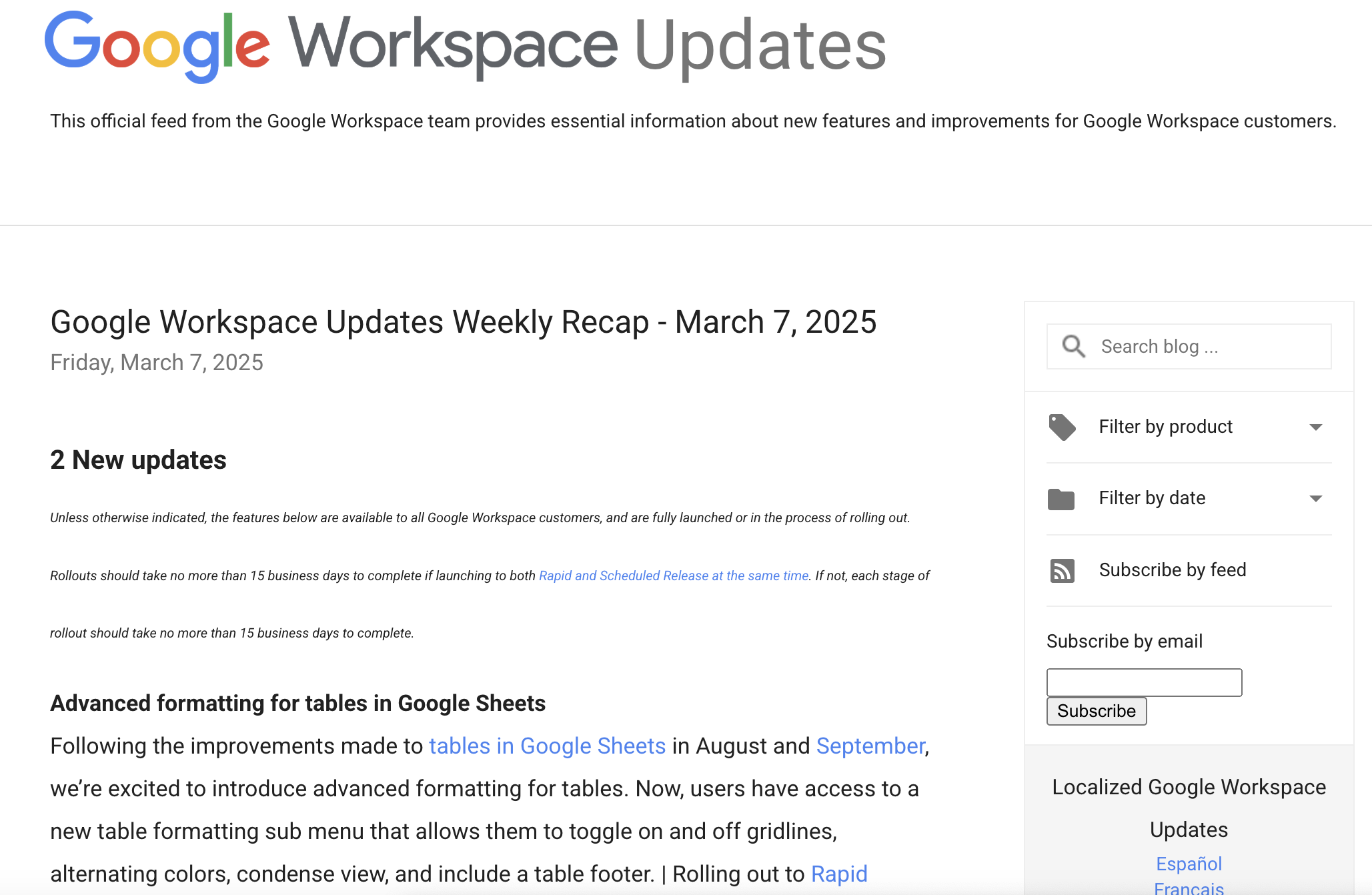 「Google Workspace」3月2日週の更新まとめが公開