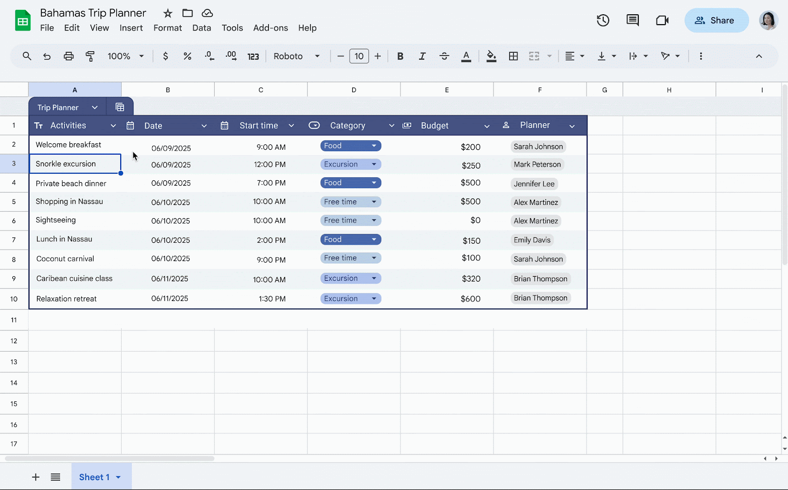 テーブルの書式を細かく設定できるように