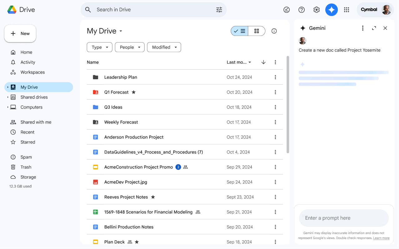 Geminiに指示を出すことで、フォルダーやファイルを作成できる