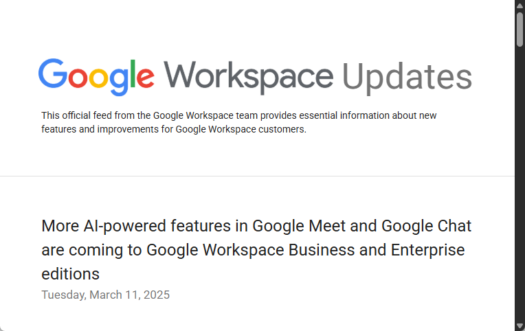Google、「Google Workspace」の「Google Meet」、「Google Chat」、「Google 図形描画」に生成AI機能を追加で開放