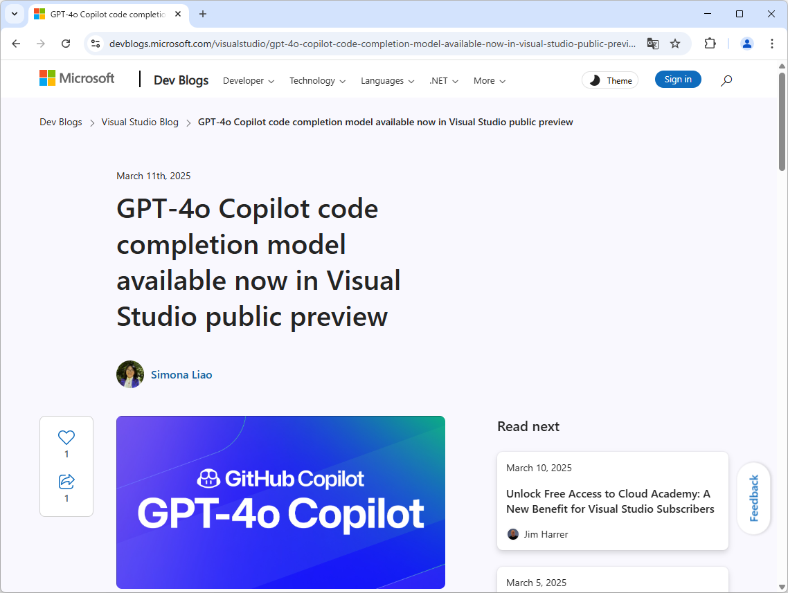 公式ブログ「Visual Studio Blog」