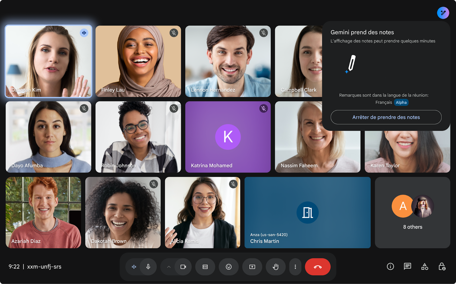 鉛筆をクリックすると、これまでに取られた会議メモを見ることができる
