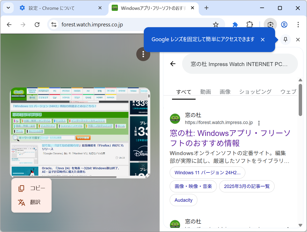 被写体の検索だけでなく、画像に写っているテキストの読み取りや翻訳も可能