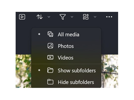 サブフォルダーのコンテンツをギャラリーに表示