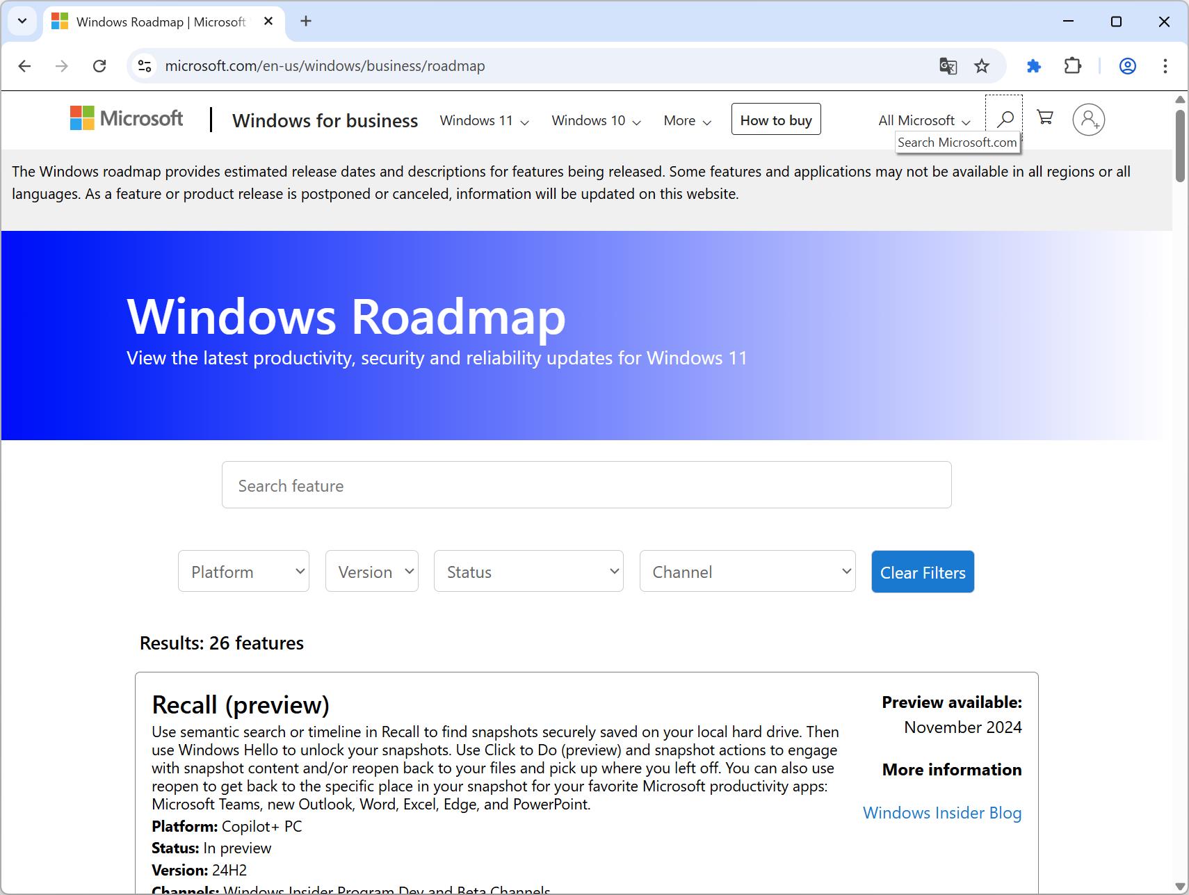 Microsoft、「Windows Roadmap」を開設